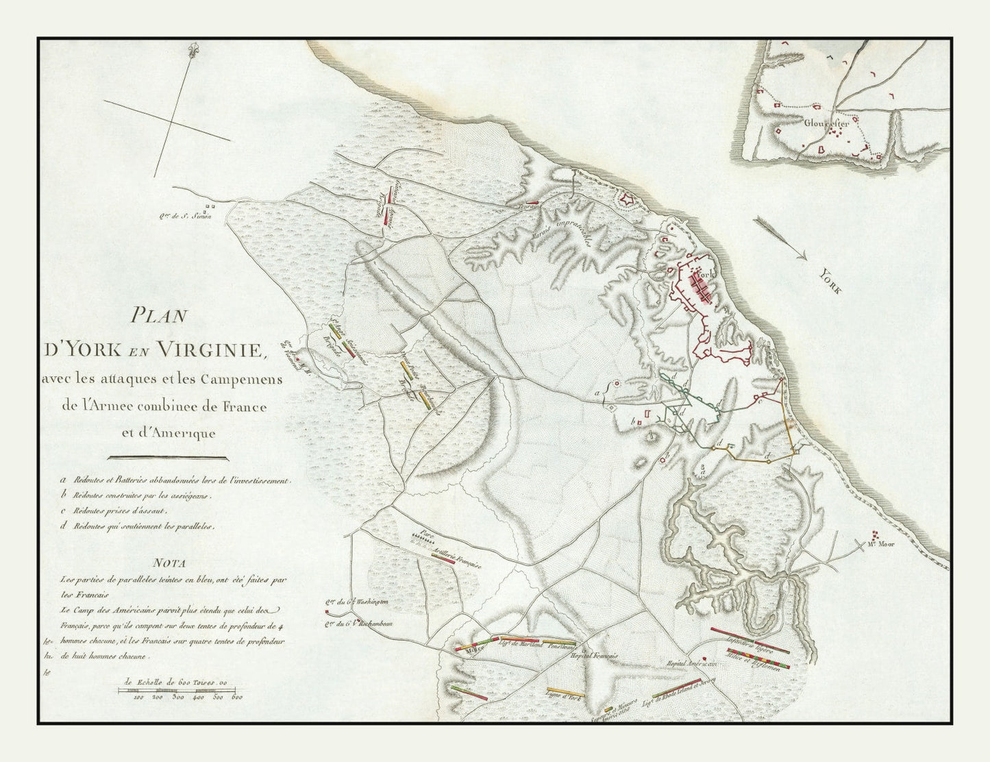 Battle of Yorktown Vintage Map, 1787