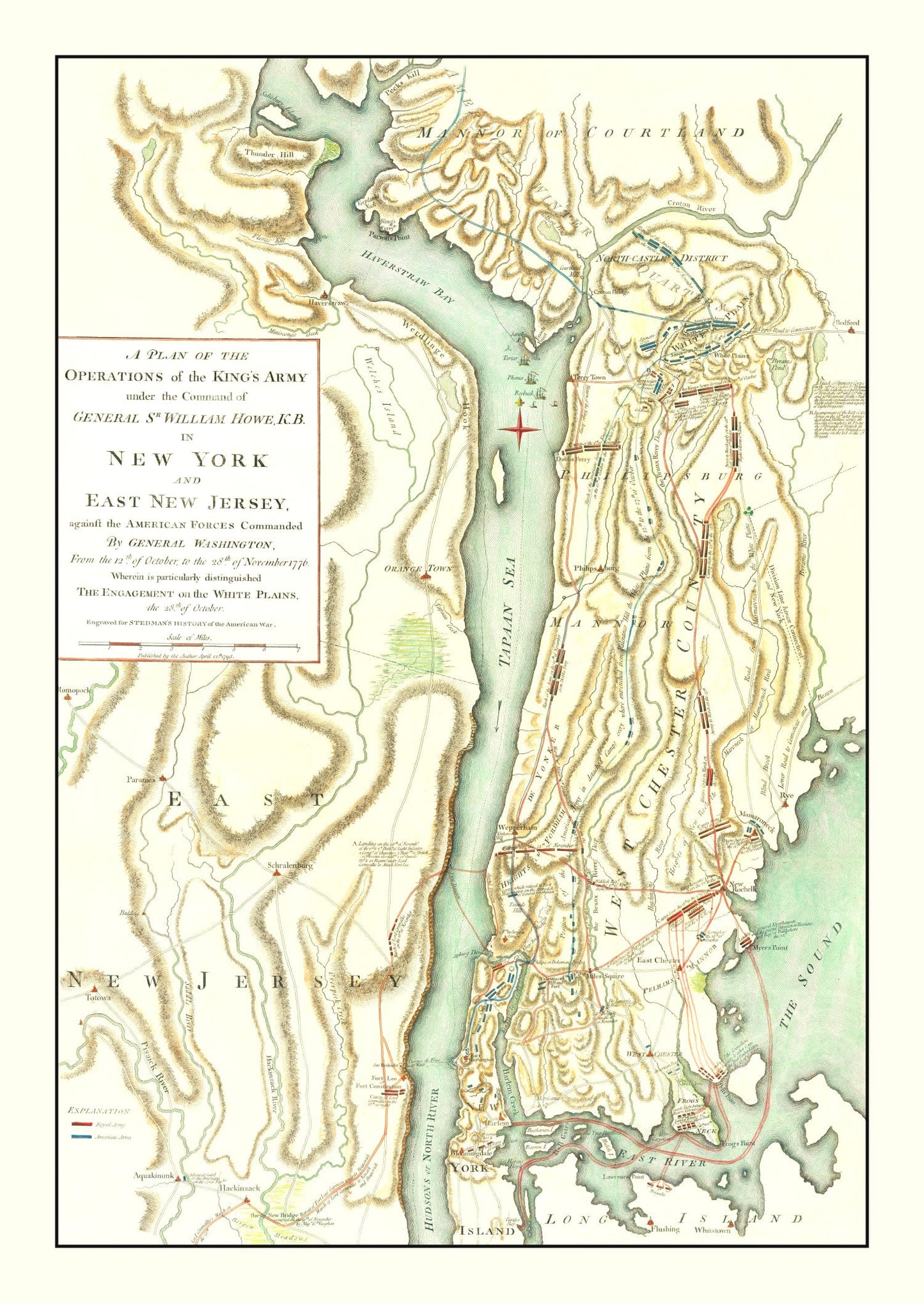 Vintage New York and East New Jersey War Map, 1793
