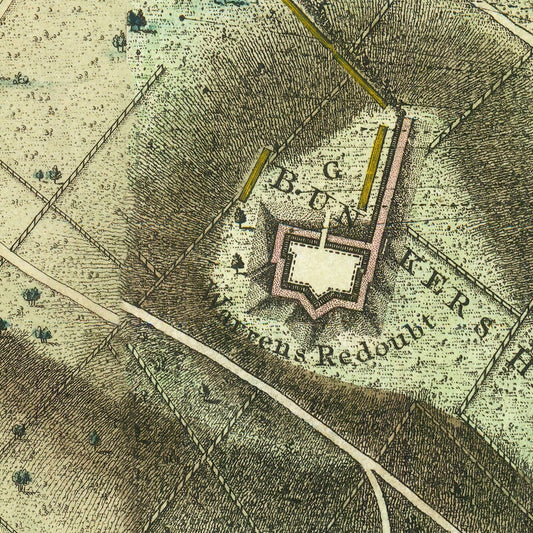 Vintage Map of the Battle of Bunker Hill, 1793