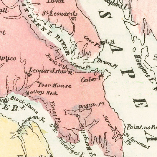Vintage Fortress Monroe, Virginia Map, 1861