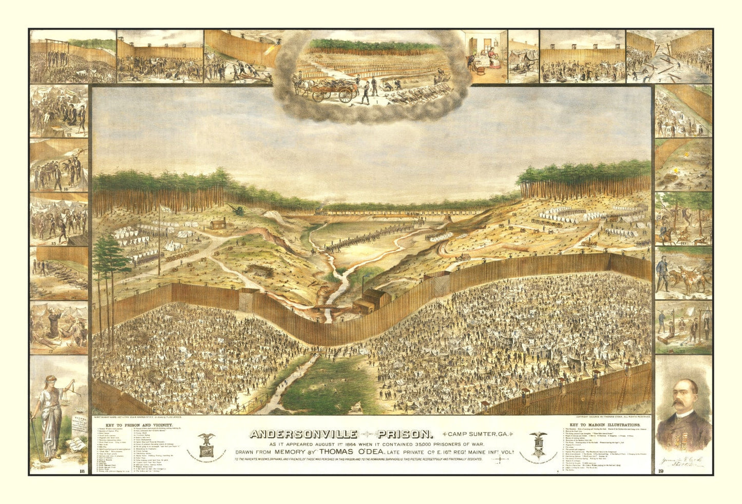 Vintage Map of Andersonville Prison, Georgia, 1885