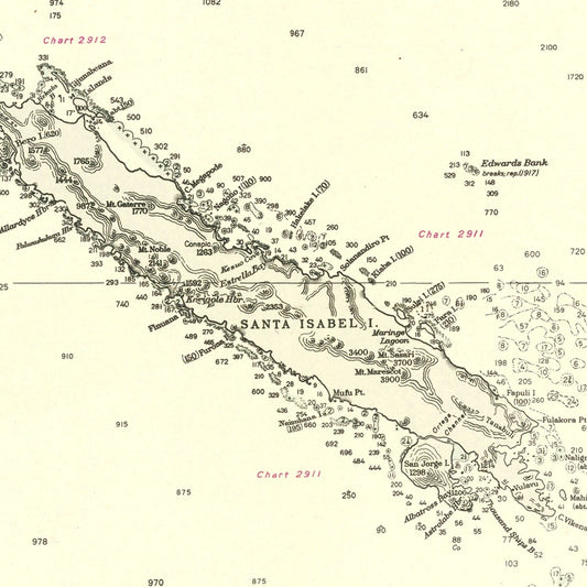 Vintage Map of the Solomon Islands, 1944