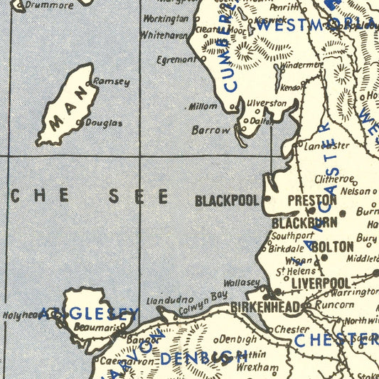 Vintage Map of the British Isles, World War II, 1941