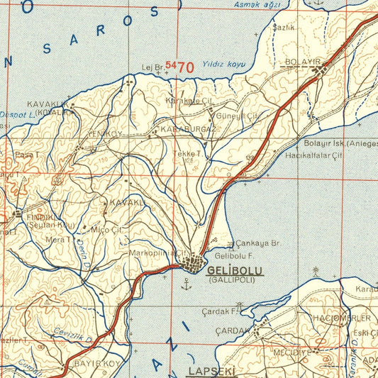 Vintage WWII Map of Turkey, 1942