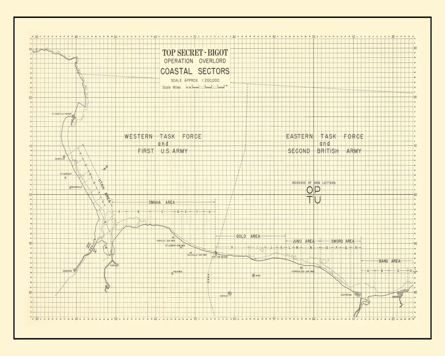 Vintage D-Day Normandy Invasion Map, 1944