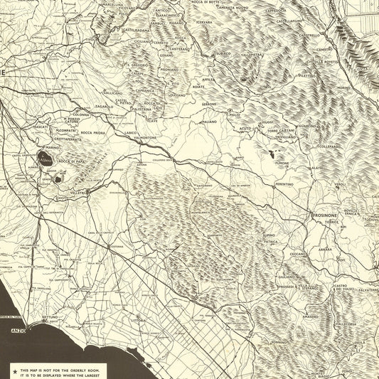 Vintage Italian Campaign World War II Map, 1944