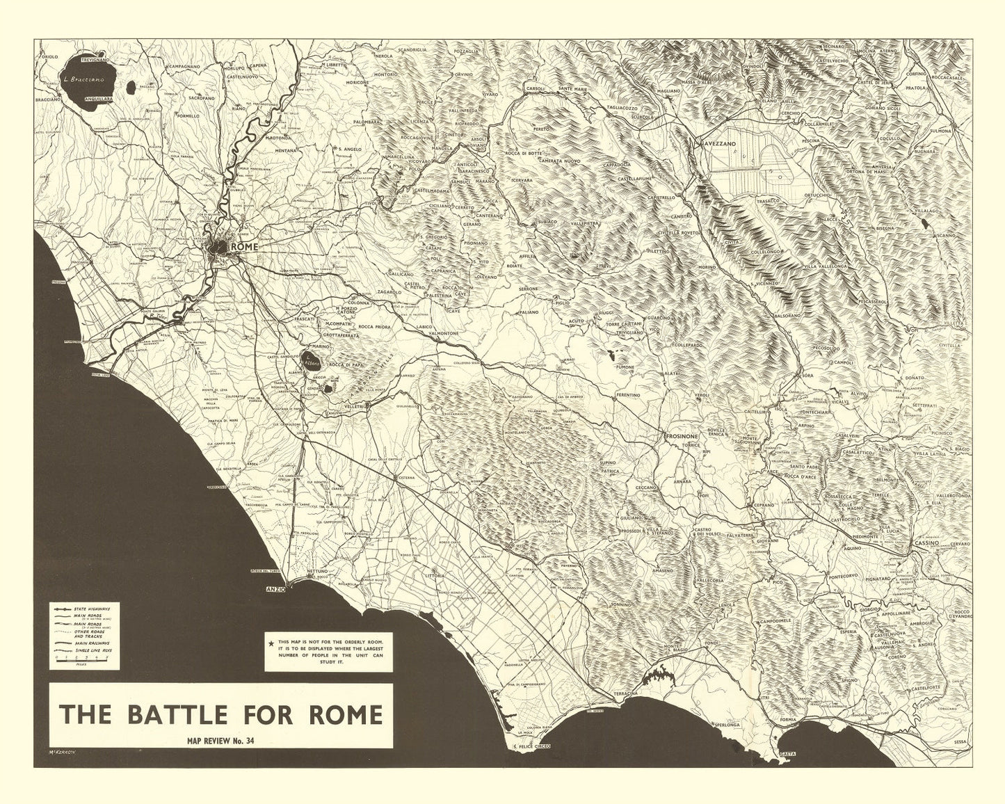 Vintage Italian Campaign World War II Map, 1944