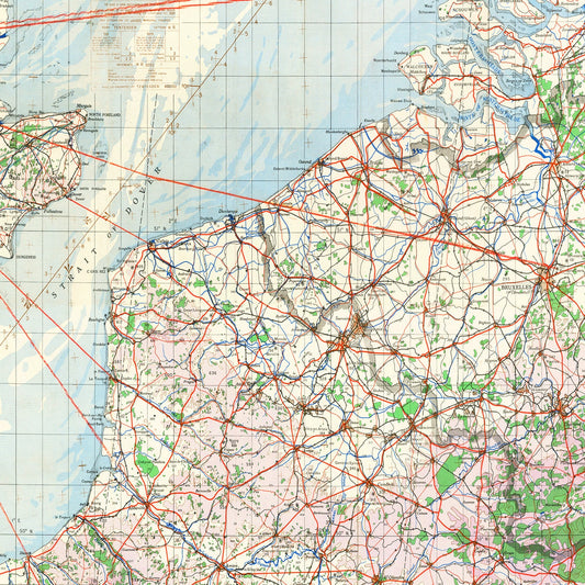 Vintage Map of the Strait of Dover, 1944