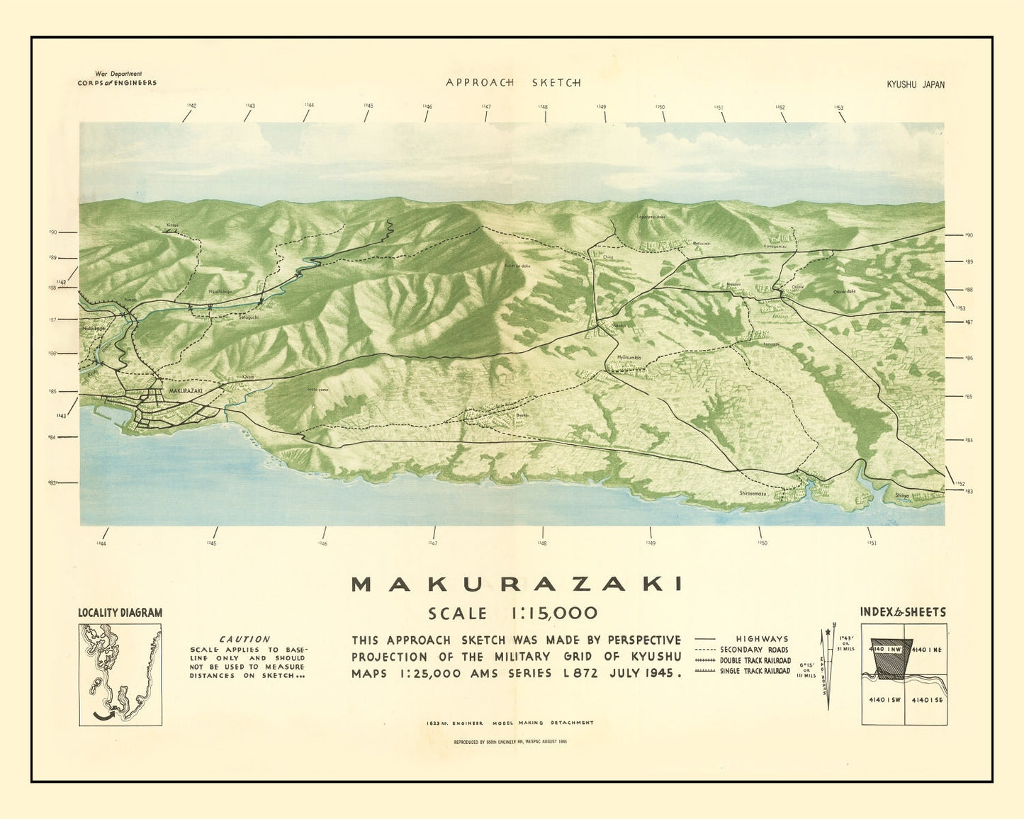Vintage American Invasion of Japanese Islands WWII Map, 1945