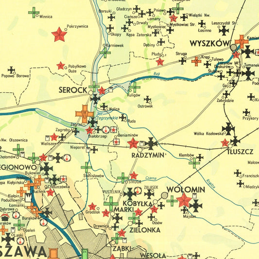 Vintage Warsaw Nazi Invasion Map, Poland, 1945