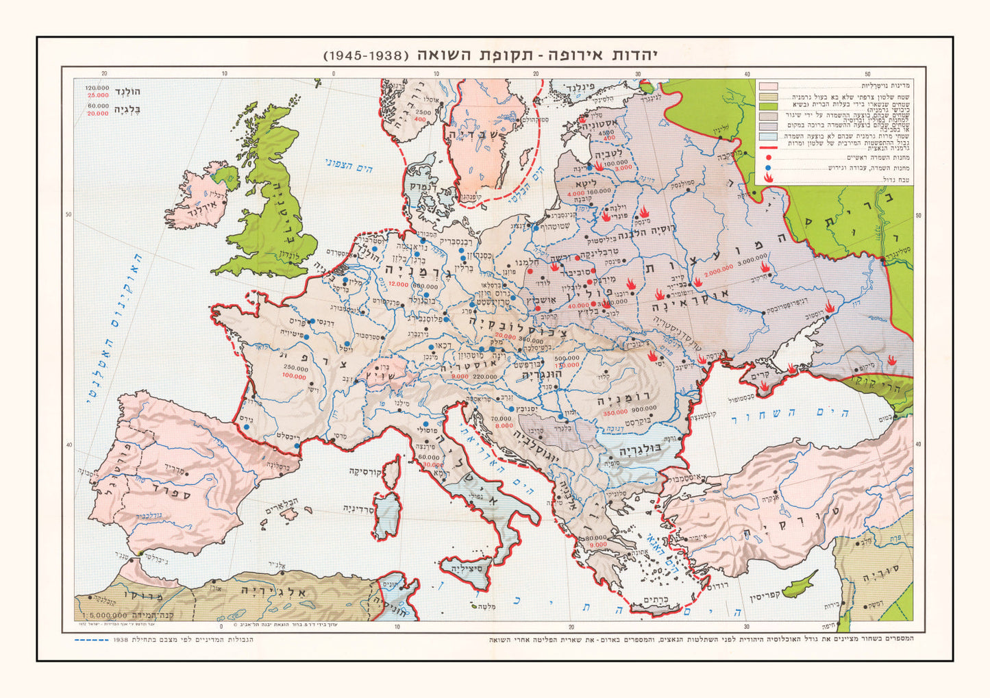 Vintage Map of the Holocaust, 1945