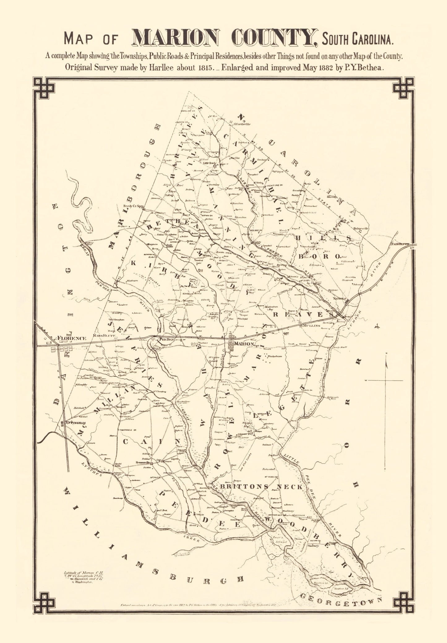 Vintage Map of Marion County, South Carolina, 1825