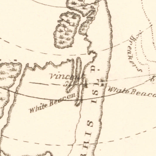 Vintage Charleston Harbor Map, South Carolina, 1865