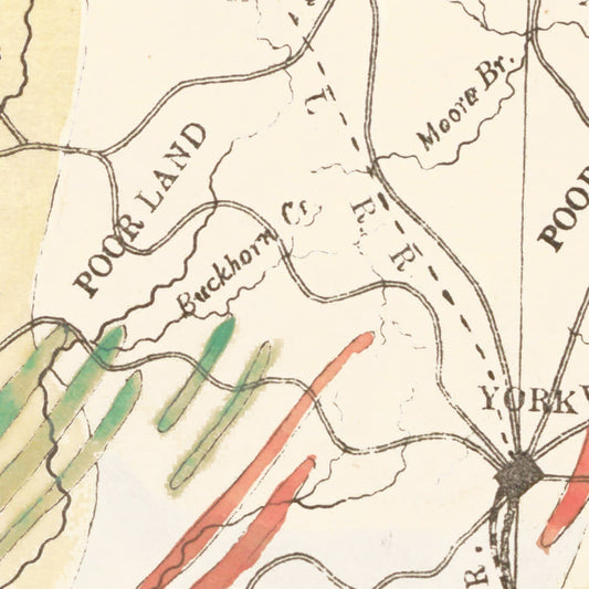 Vintage Map of York County, South Carolina, 1880