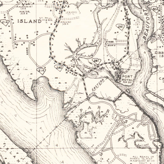 Vintage Map of Beaufort County, South Carolina 1938