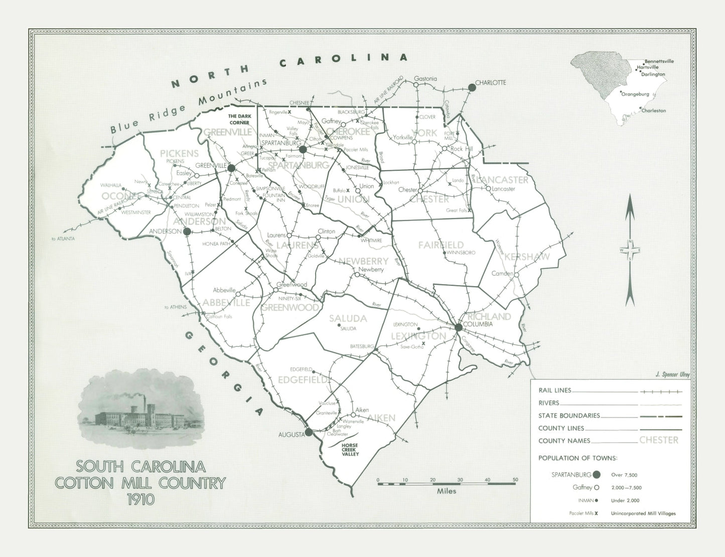Vintage Map of South Carolina, 1910