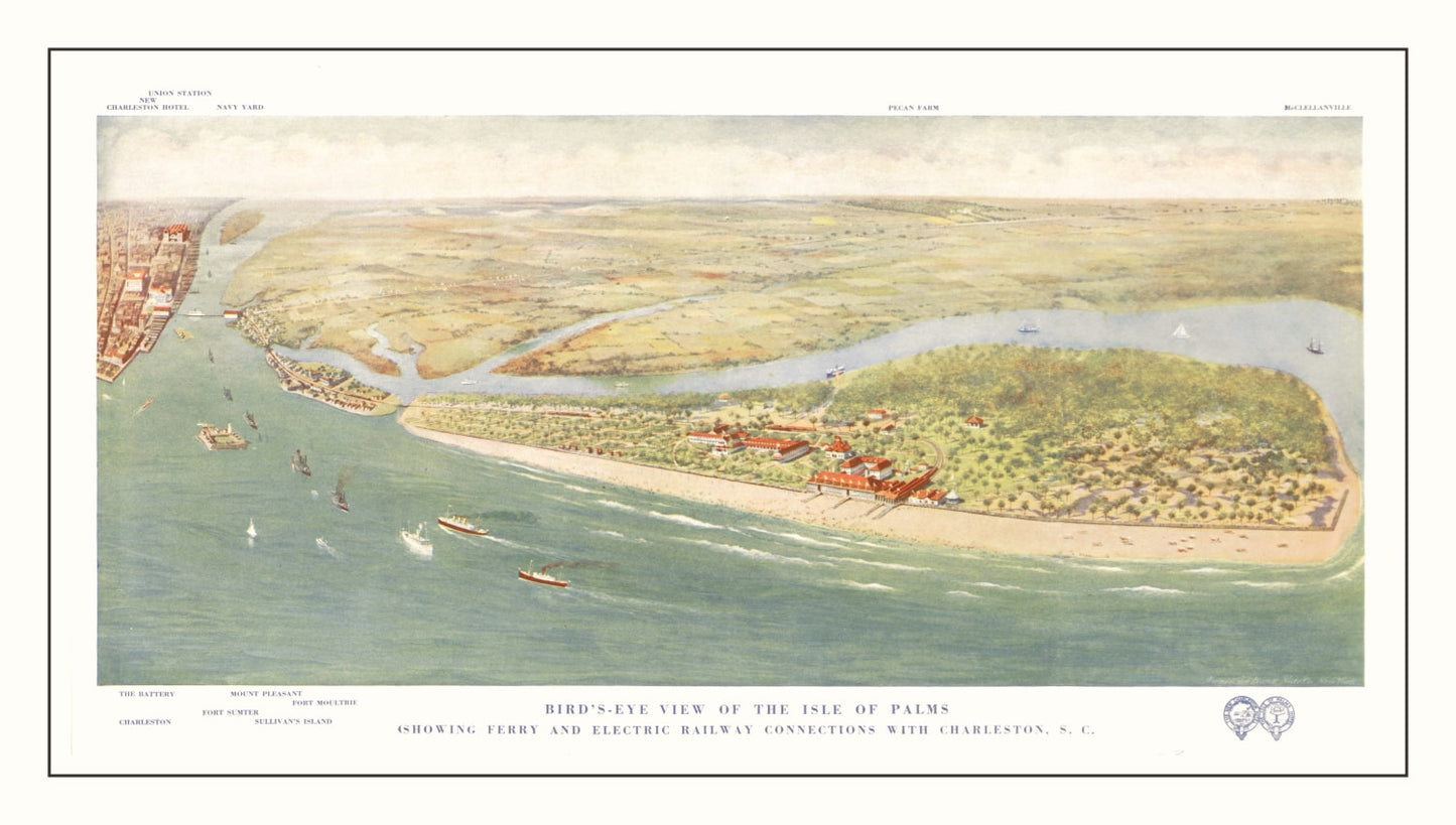 Vintage Map of Isle of Palms, South Carolina, 1910
