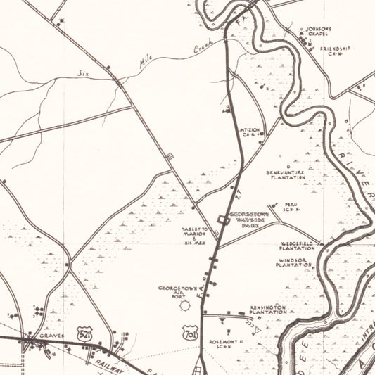 Vintage Map of Georgetown County, South Carolina, 1939