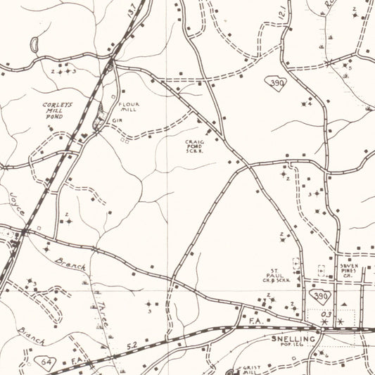 Vintage Map of Barnwell County, South Carolina, 1939