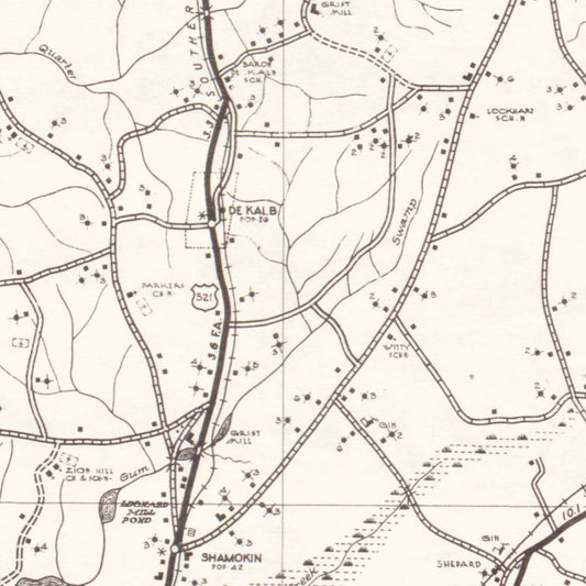 Vintage Map of Kershaw County, South Carolina, 1938