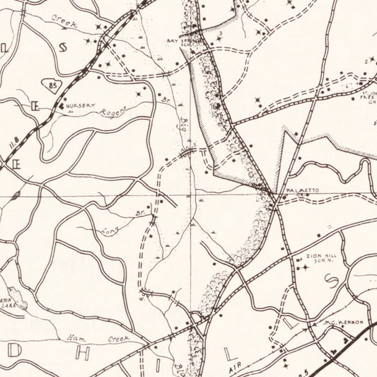 Vintage Map of Chesterfield County, South Carolina, 1938