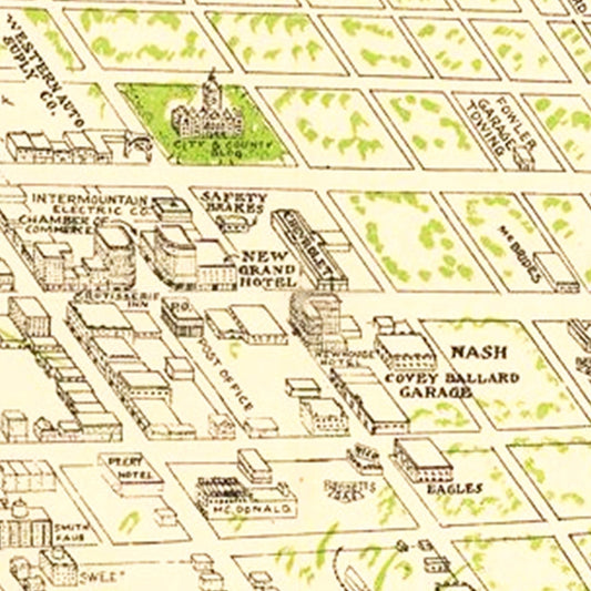Vintage Map of Salt Lake City, Utah, 1926