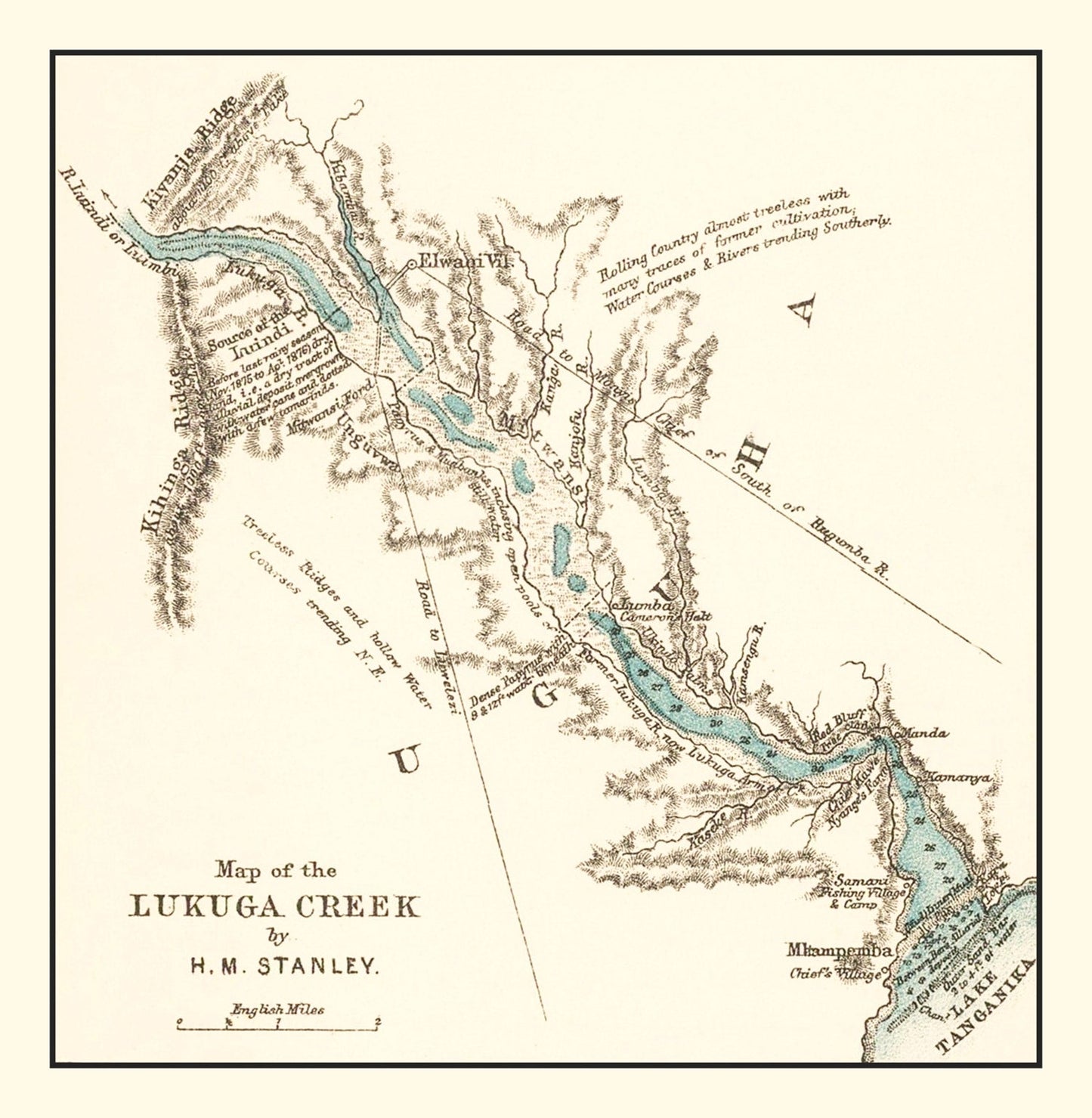 Vintage Lake Tanganyika Map, 1878