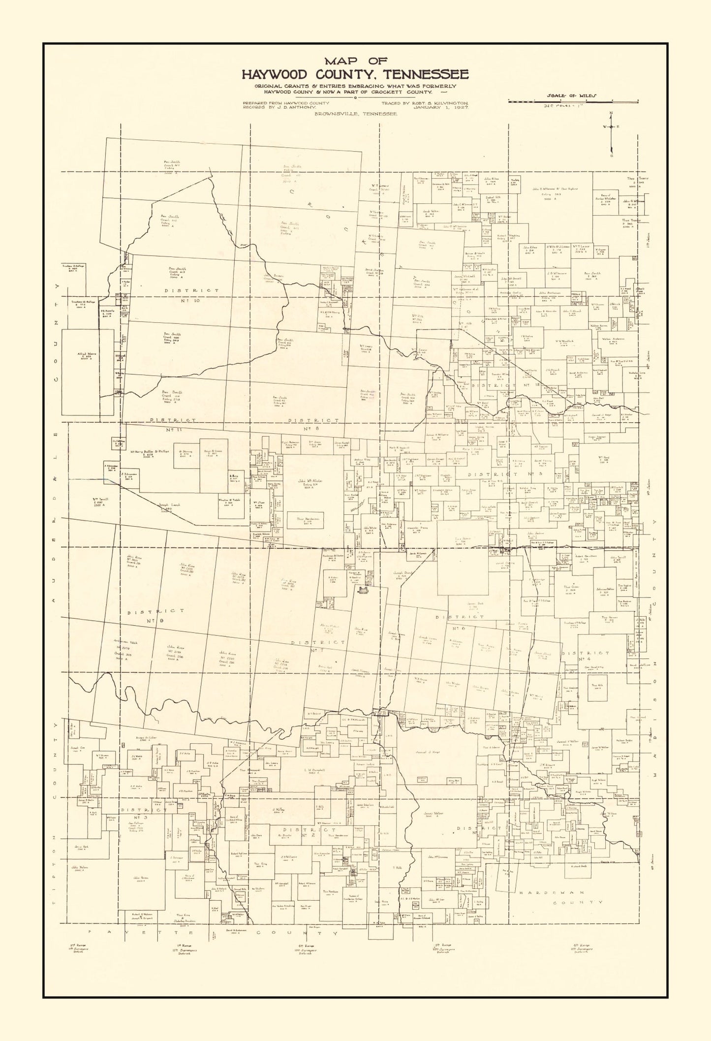 Vintage Map of Haywood County, Tennessee, 1927