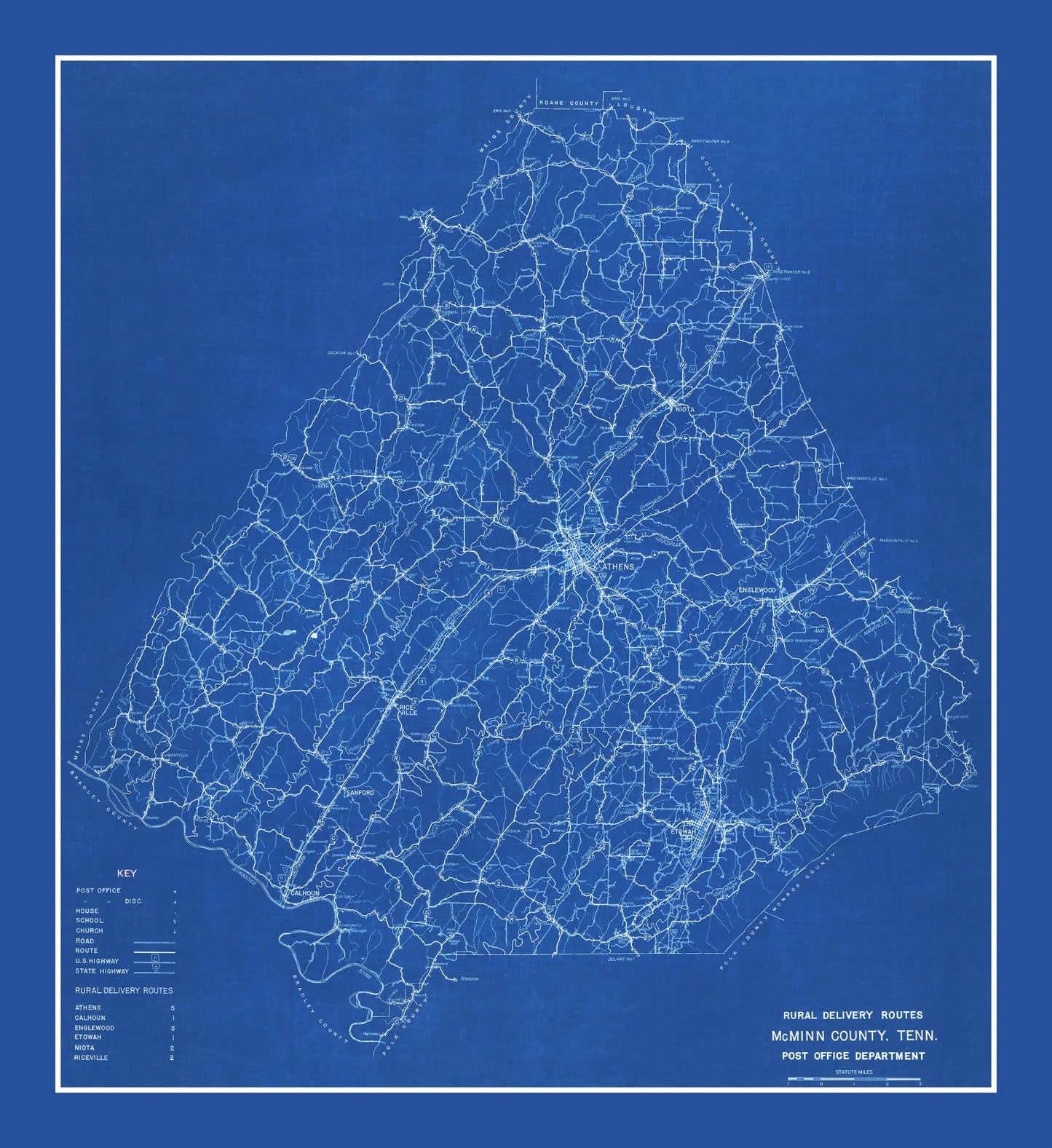 Vintage Map of McMinn County, Tennessee, 1924