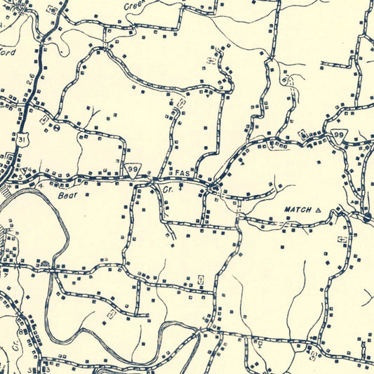 Vintage Map of Maury County, Tennessee, 1951
