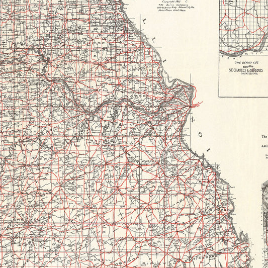 Vintage Map of Missouri, 1911