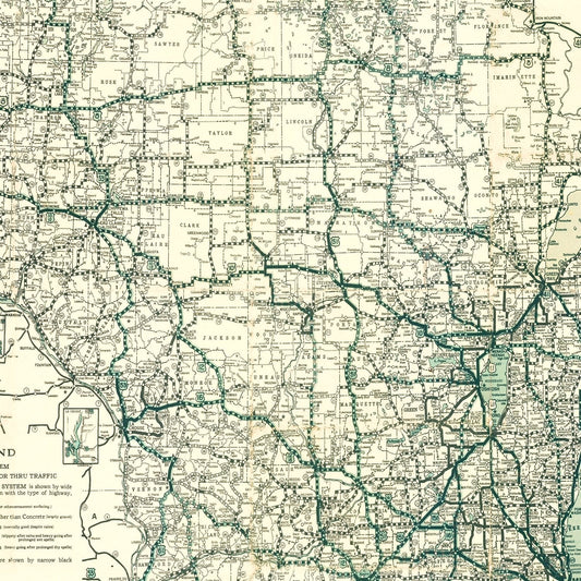 Vintage Map of Wisconsin, 1927