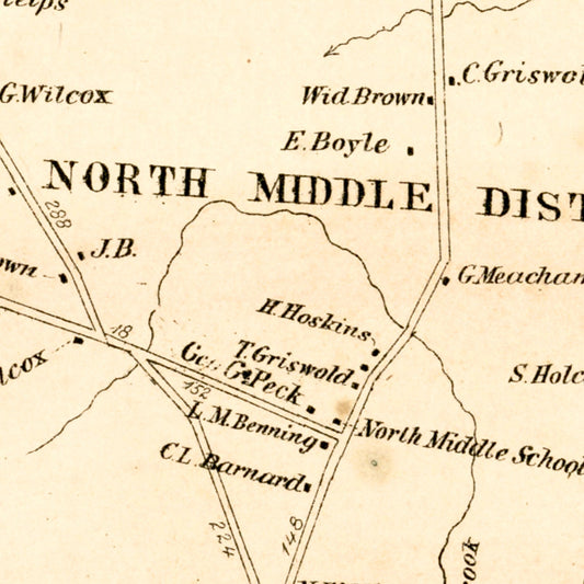 Vintage Map of Bloomfield, Connecticut, 1869