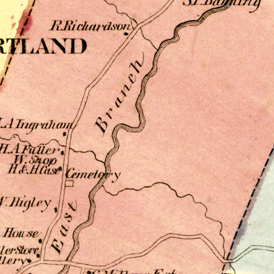 Vintage Map of Hartland, Connecticut, 1869