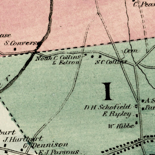 Vintage Map of Somers, Connecticut, 1869