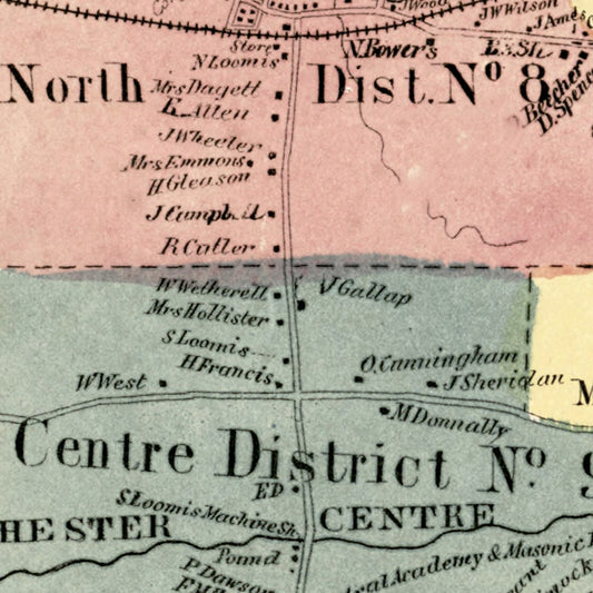 Vintage Map of Manchester, Connecticut, 1869