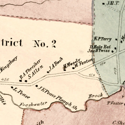Vintage Map of Enfield, Connecticut, 1869