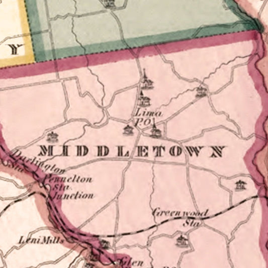 Vintage Map of Delaware County, Pennsylvania, 1875