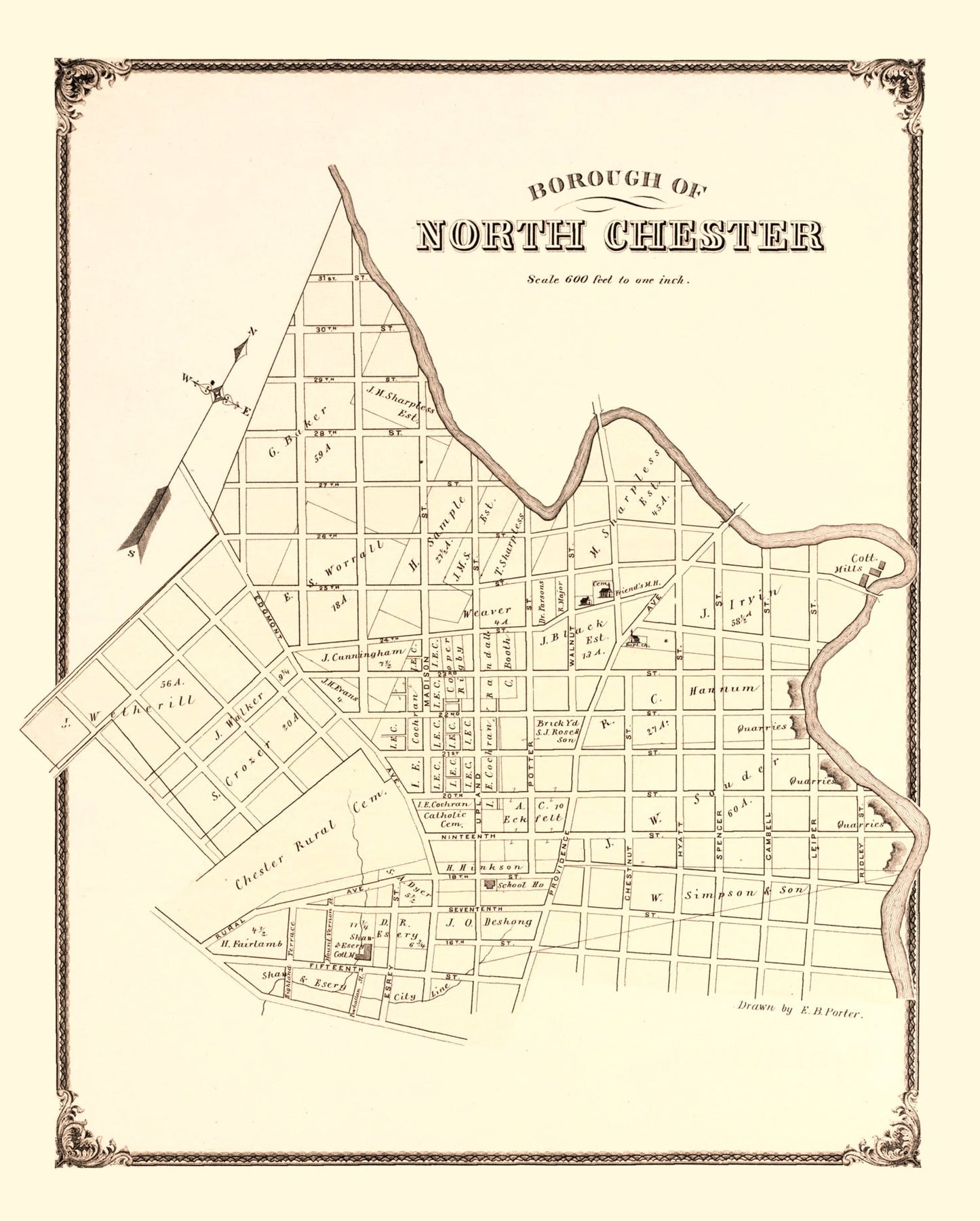 Vintage Map of North Chester, Pennsylvania, 1875
