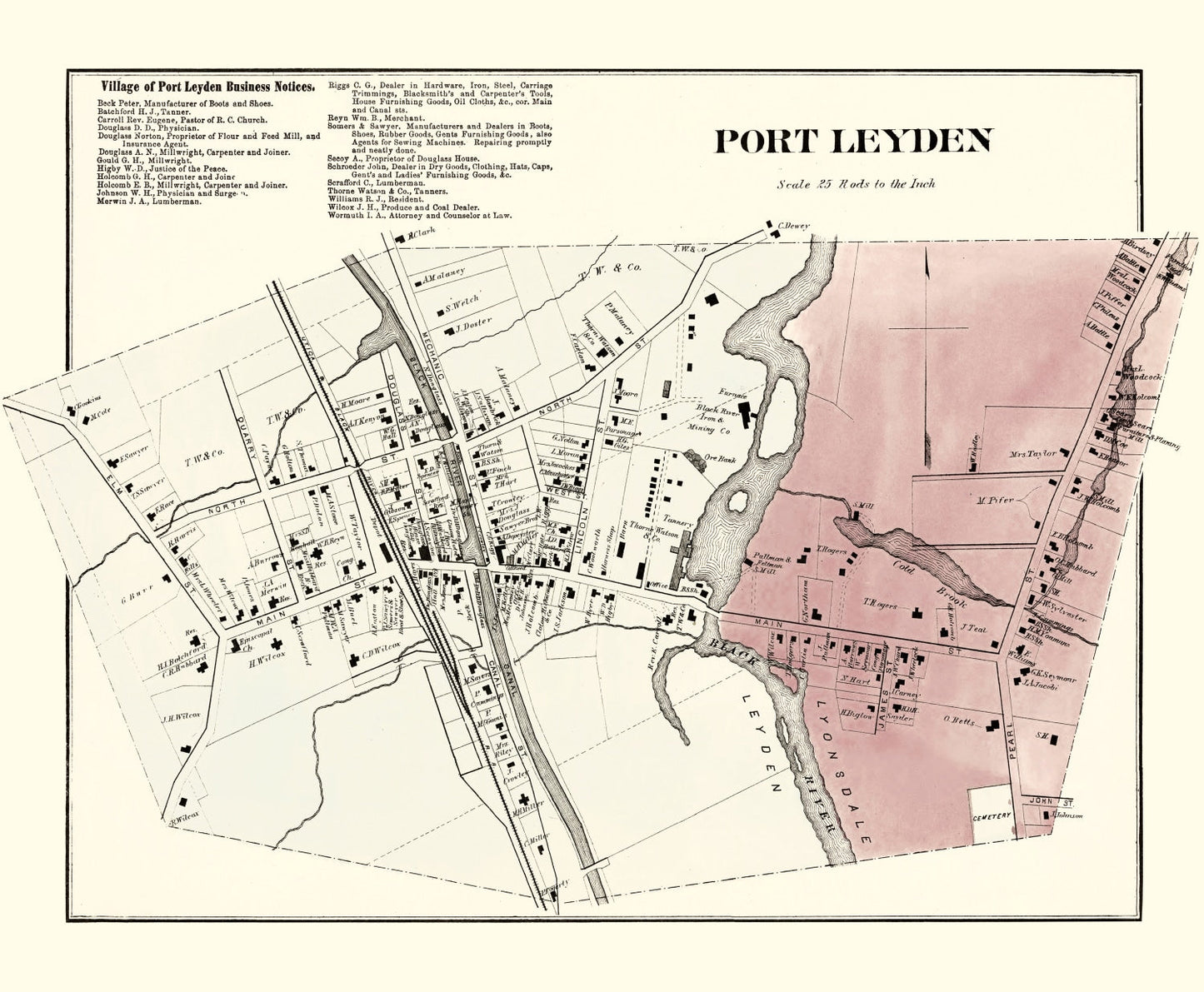 Vintage Map of Port Leyden Township, Lewis County, New York, 1875