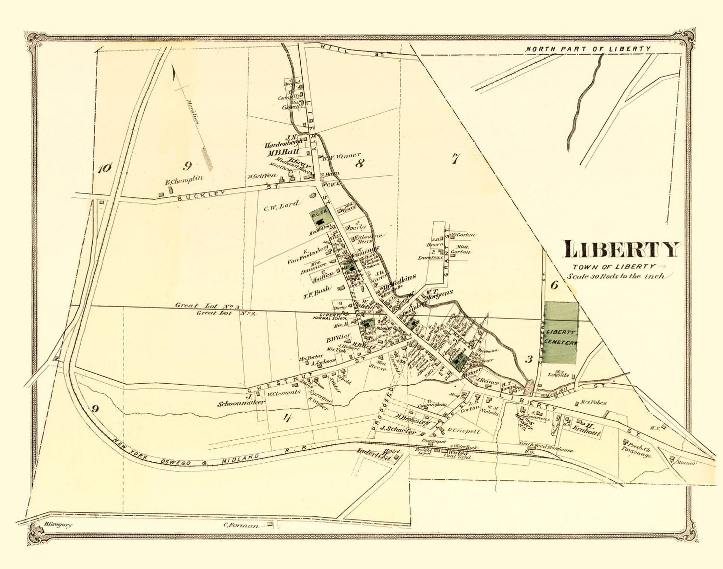 Vintage Map of Liberty Township, New York, 1875