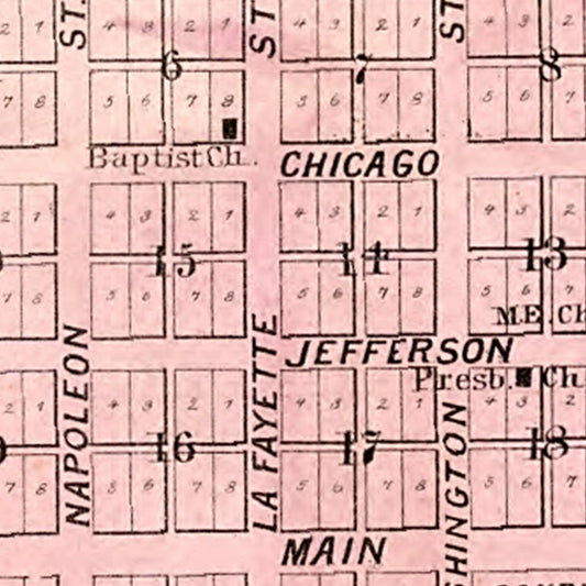 Vintage Map of Valparaiso, Indiana, 1876