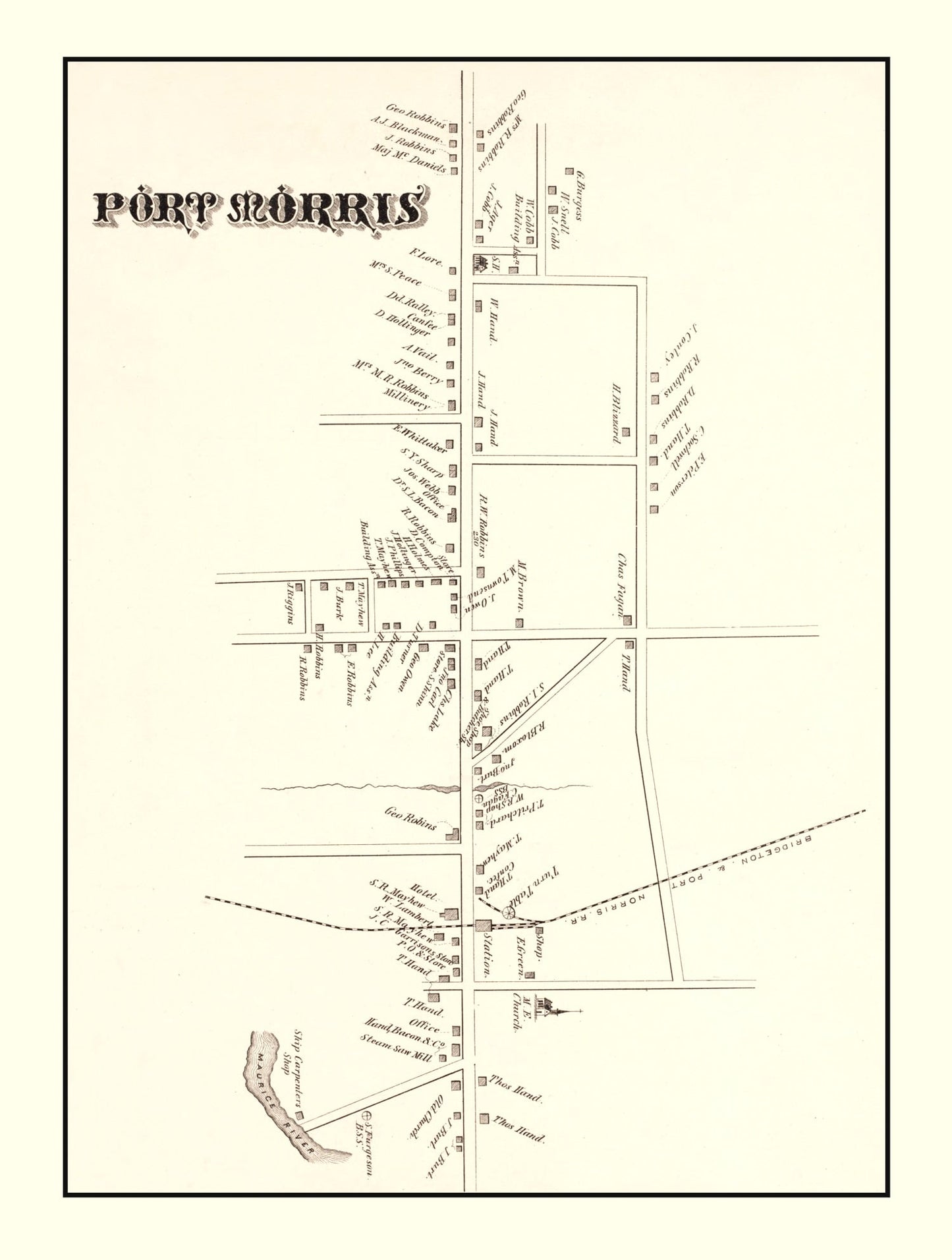 Vintage Map of Port Morris, New Jersey, 1876