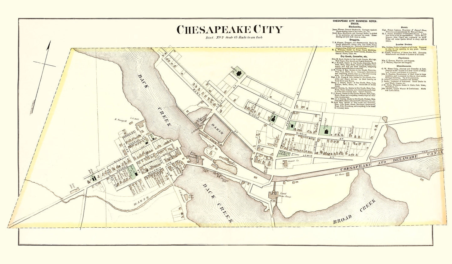 Vintage Map of Chesapeake, Maryland, 1877