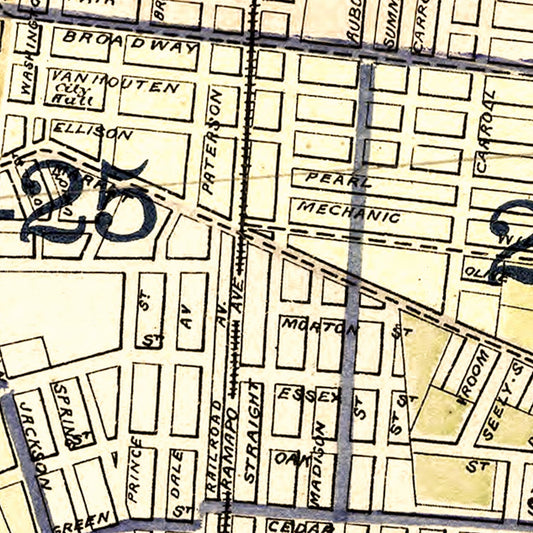 Vintage Map of Paterson, New Jersey, 1877