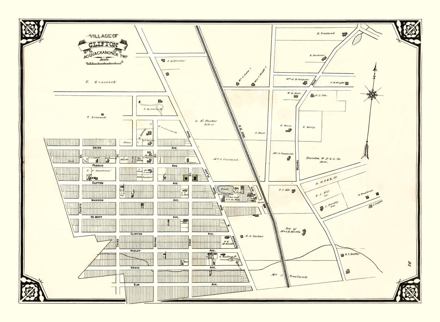 Vintage Map of Clifton, New Jersey, 1877