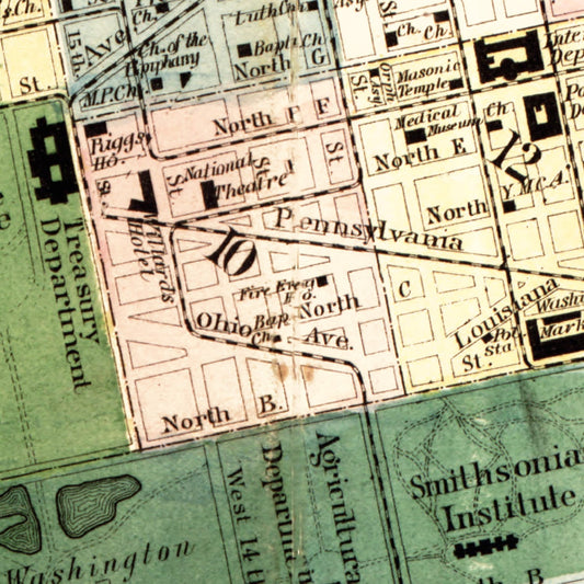 Vintage Map of Washington, DC 1879