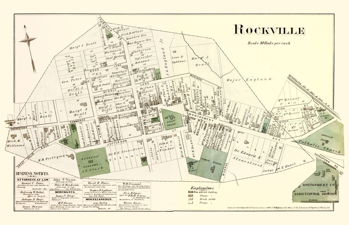 Vintage Map of Rockville, Maryland, 1879