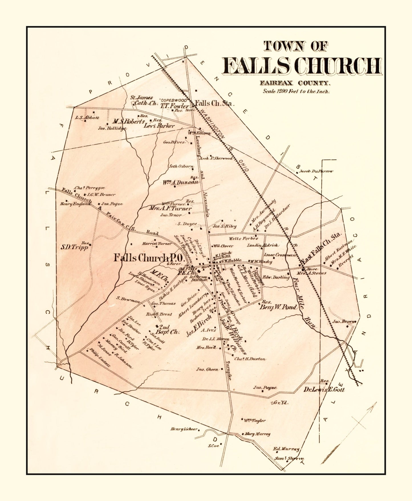 Vintage Map of Falls Church, 1879