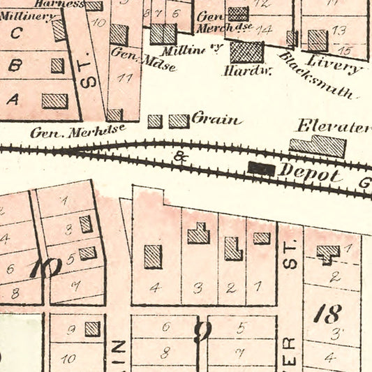 Vintage Map of Robinson, Kansas, 1887